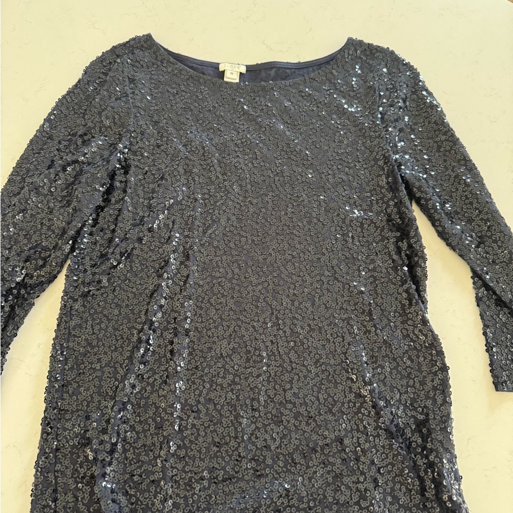 J. Crew Long Sleeve Sequin top in Sparkling Blue
